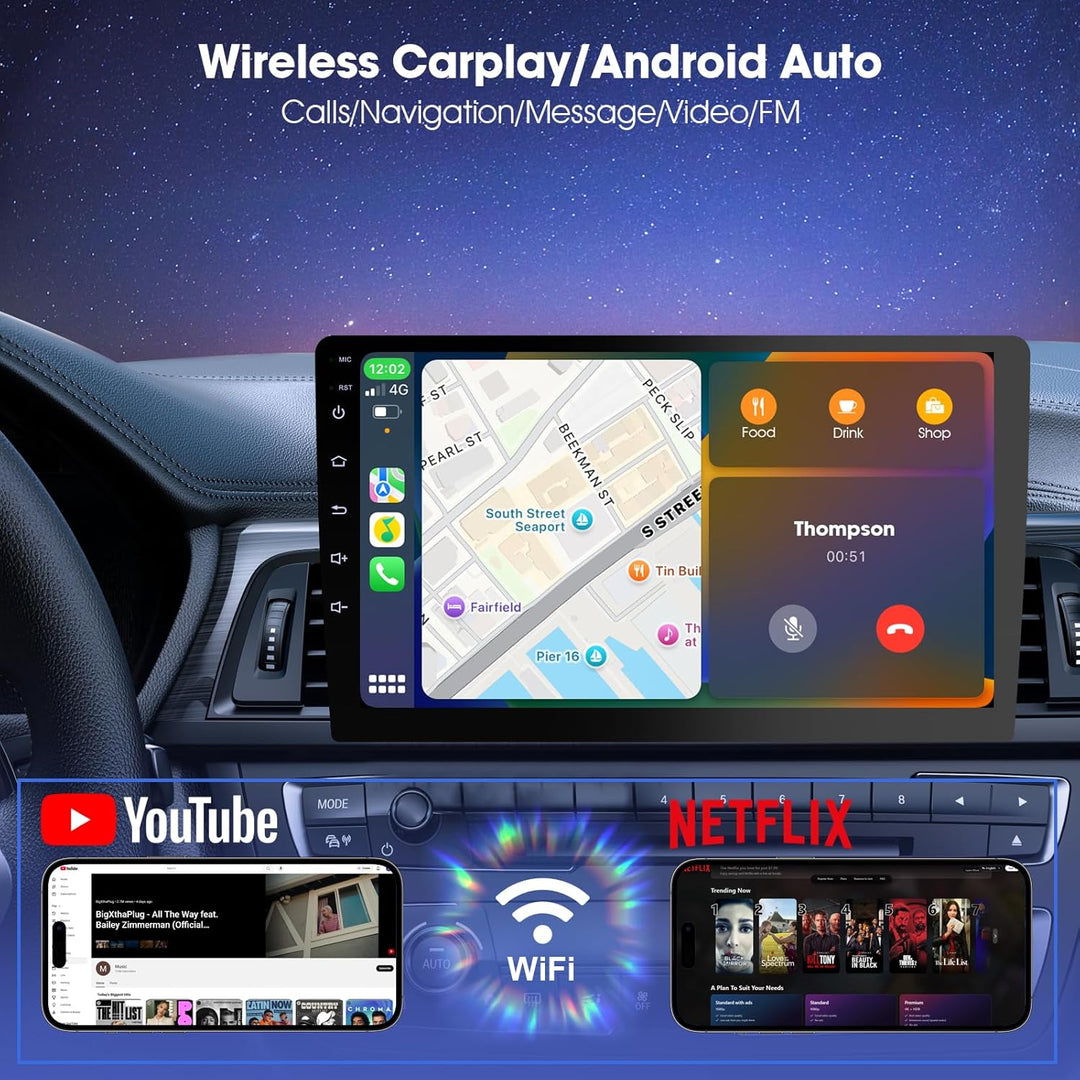 2 Din Autoradio 9 Zoll mit Wireless CarPlay & Wireless Android Auto,Auto Radio HD Touch Display mit