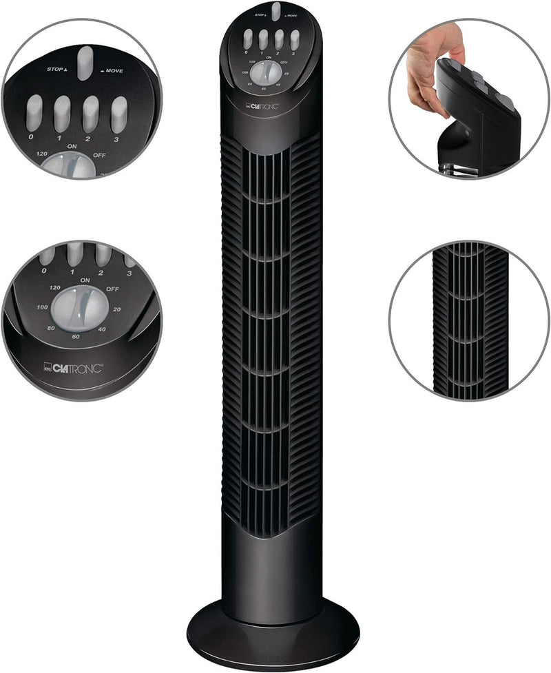Clatronic Tower Fan/ Turmventilator/ Säulenventilator/ Standventilator TVL 3546; Oszillation 75 Grad