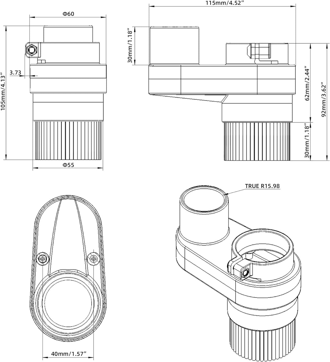 FoxAlien 42mm Durchmesser Staubschuh für Mastuer Pro, Masuter 4040 CNC Fräs/Fräsmaschine mit 42mm Sp