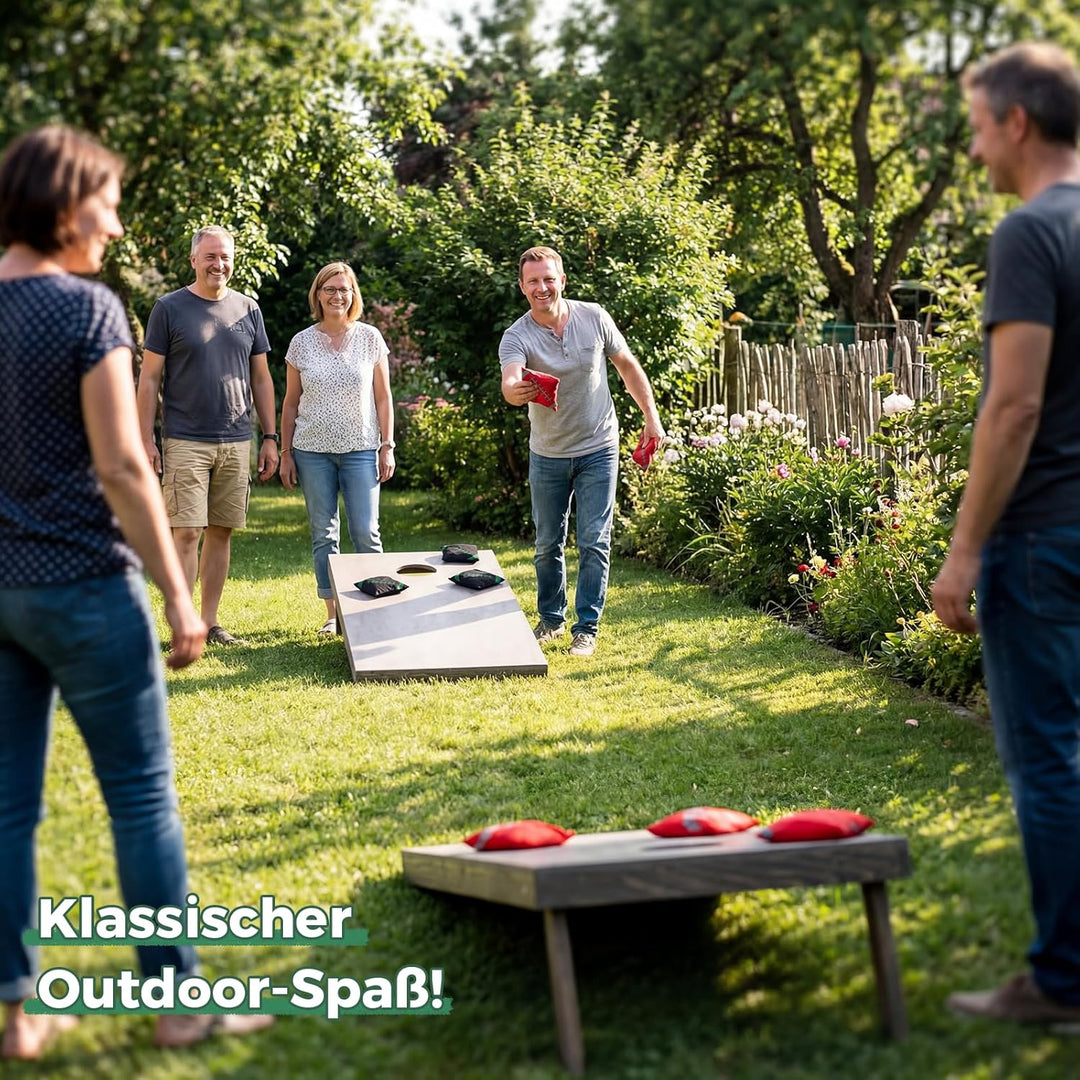 Cornhole Set Outdoor, 90x60cm or 120x60cm Echtholz Wurfspiel – Bean Bag Game mit 10 Säckchen & Tasch