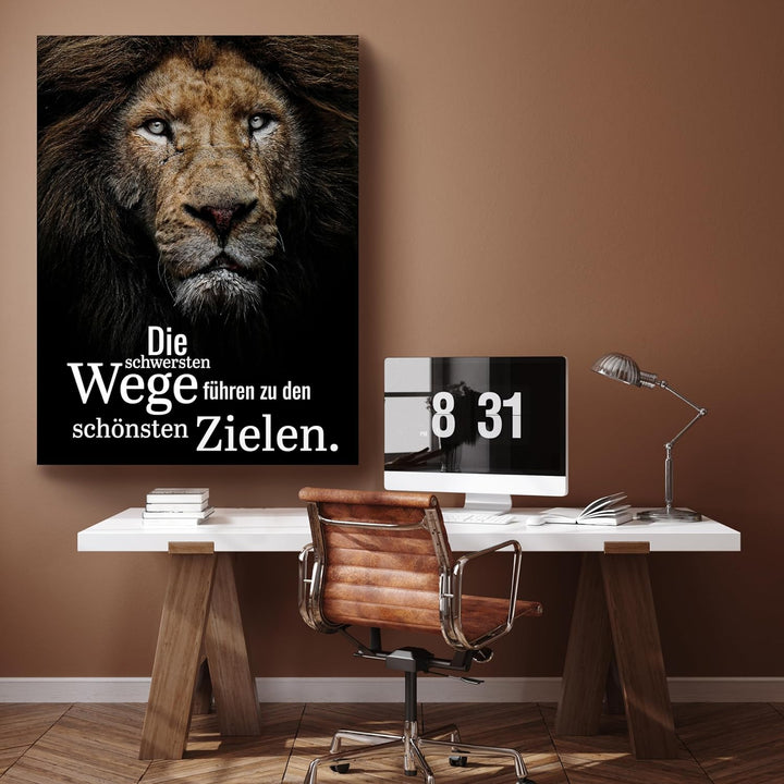 wandmotiv24 Leinwandbild Motivation, 80x60cm, Hochformat, Die schönsten Ziele, Deko, Bilder auf Lein