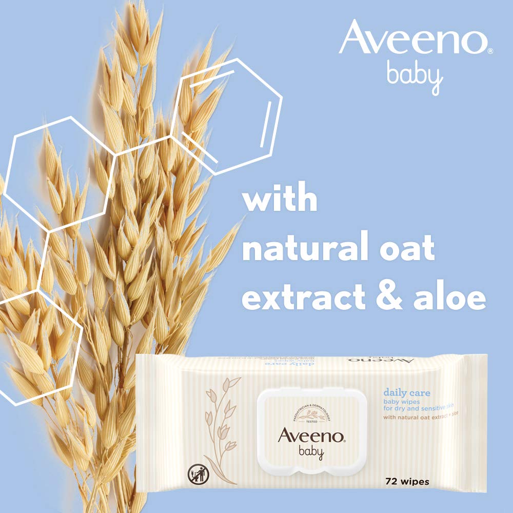 Aveeno Baby Daily Care Wipes Sensitive Skin Cleanse Gently And Efficiently Baby Essentials, White, 1
