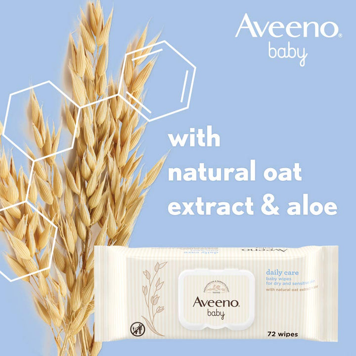 Aveeno Baby Daily Care Wipes Sensitive Skin Cleanse Gently And Efficiently Baby Essentials, White, 1