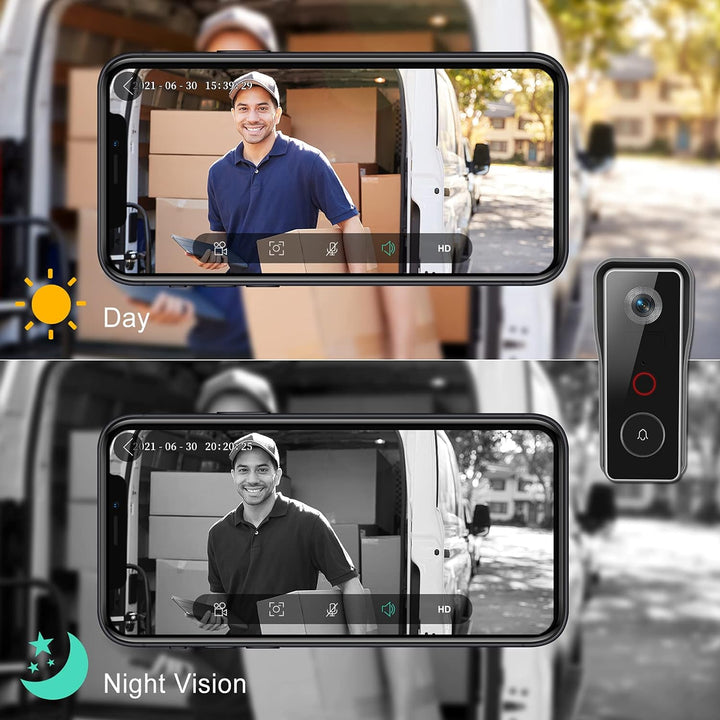 XTU WLAN Video Türklingel mit Kamera 2K HD Kabellose Video Doorbell mit Gong, Smarte Türklingel mit