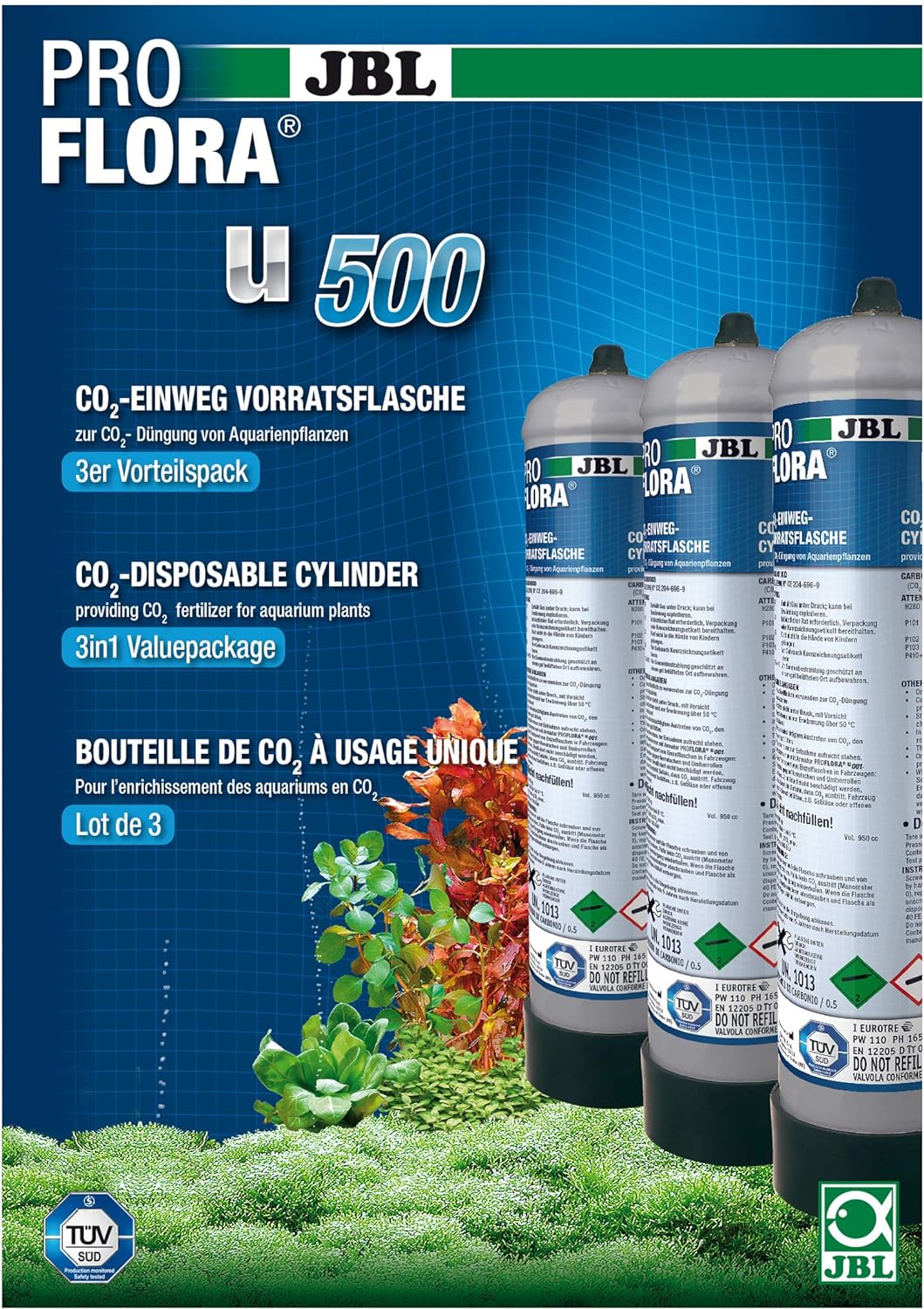 JBL ProFlora u500 2 (CO2 Vorratsflasche) 3 Stück