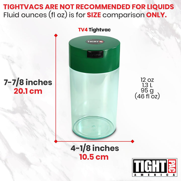 Tightvac vakuumversiegelter Aufbewahrungsbehälter, 1,3 Liter, 1,1 Quart, grüner Kappe und transparen