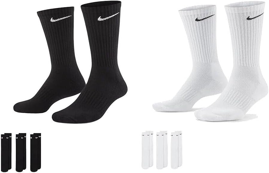 Nike Herren Everyday Cushioned Crew Crew-trainingssocken (6 Paar), Weiss