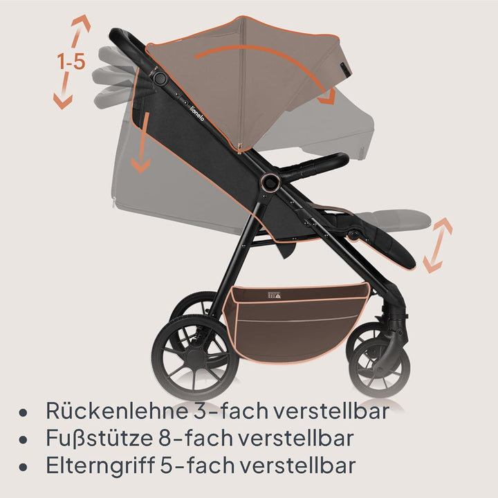 LIONELO MIRA Buggy bis zu 22 kg von 6 Monaten bis 4 Jahren Schwenkbare 360° Räder Volle Stossdämpfun