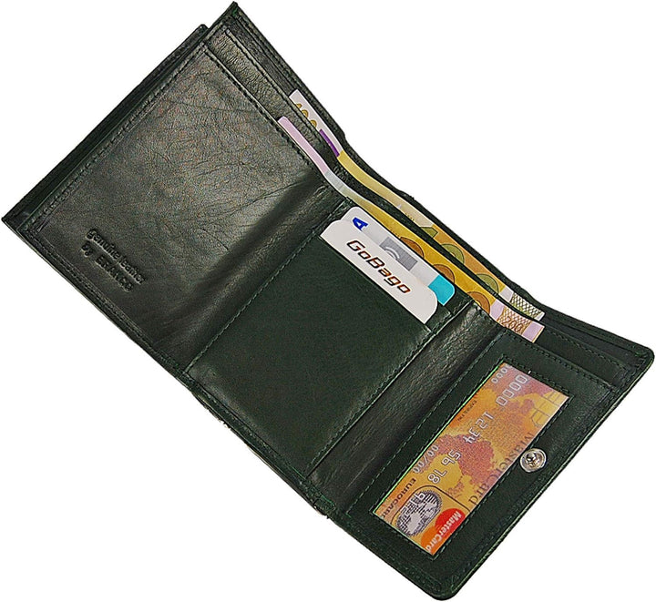 Branco Damen Geldbörse Leder 6 Farben, Portemonnaie Geldbeutel mit Metall Bügel, Knipser (Grün), Grü