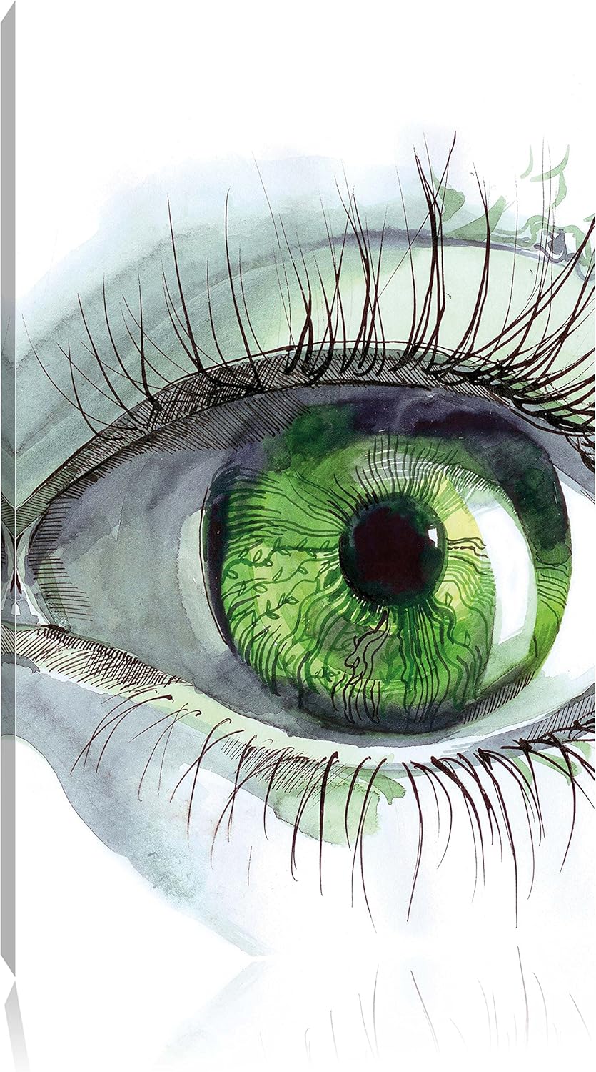 Pixxprint Grünes Auge, Format: 100x70 auf Leinwand, XXL riesige Bilder fertig gerahmt mit Keilrahmen