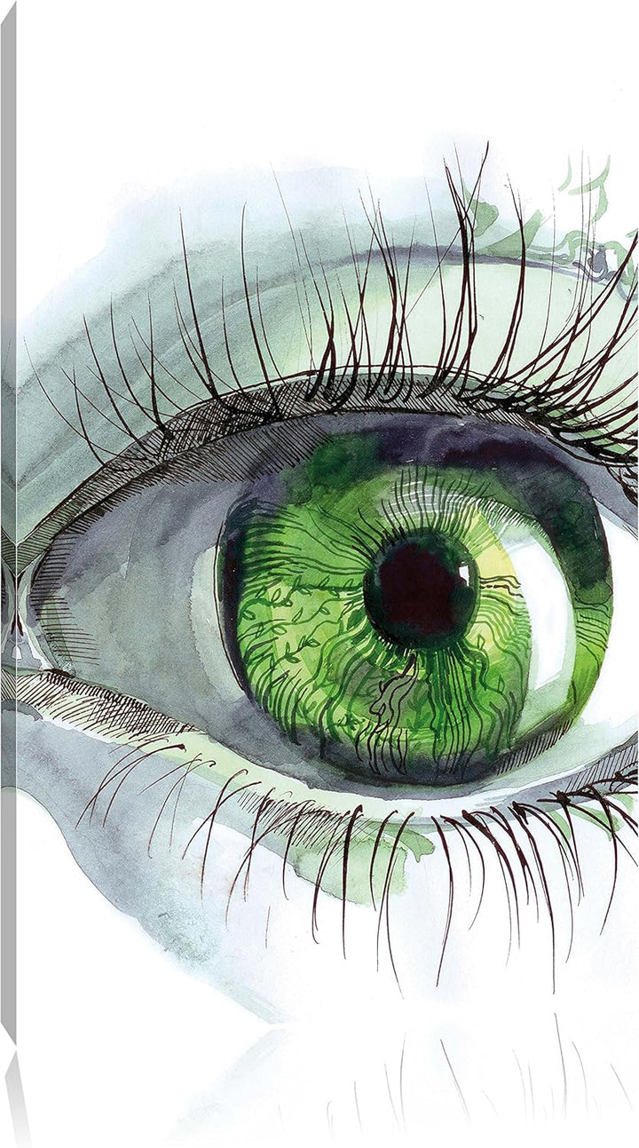 Pixxprint Grünes Auge, Format: 100x70 auf Leinwand, XXL riesige Bilder fertig gerahmt mit Keilrahmen