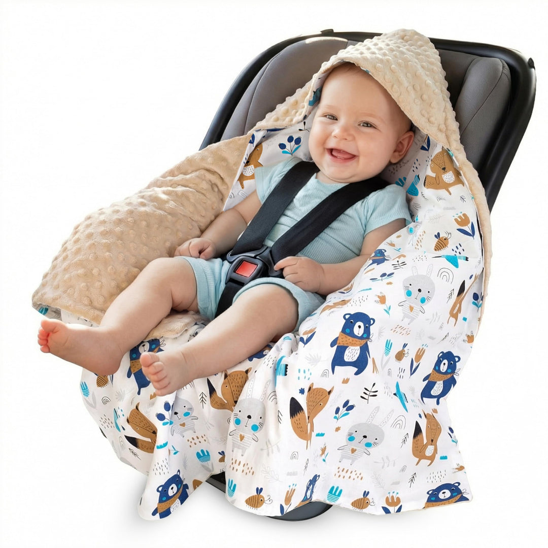 Medi Partners Einschlagdecke 100% Baumwolle 85x85cm Kuscheldecke für Kinderwagen Babyschale universa