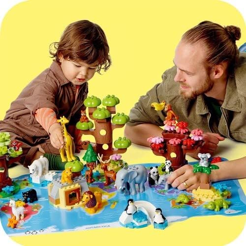 LEGO 10975 DUPLO Wilde Tiere der Welt Zoo Spielzeug mit Sound, mit 22 Tierfiguren und Steine, Lernsp
