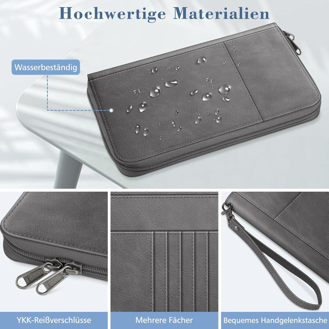 FINTIE Reisepass Tasche Familie Reiseorganizer, Wasserdicht Reisepasshülle Ausweistasche Dokumentee