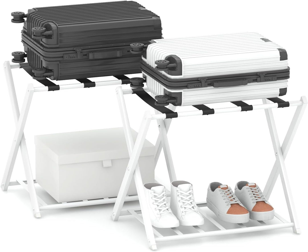 COSTWAY Kofferständer klappbar, 2 er Set Gepäckablage mit 2-Stöckiger Design, Kofferbock Gepäckständ