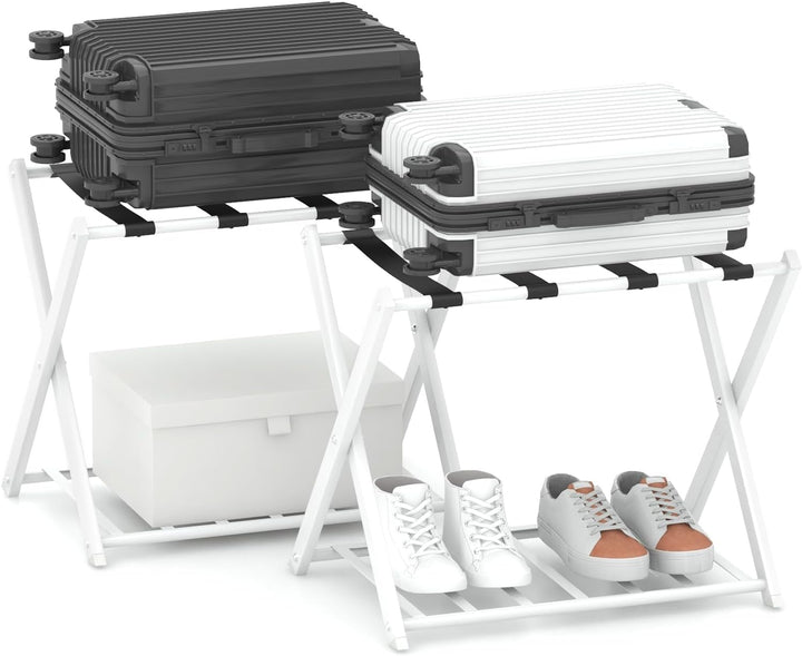 COSTWAY Kofferständer klappbar, 2 er Set Gepäckablage mit 2-Stöckiger Design, Kofferbock Gepäckständ