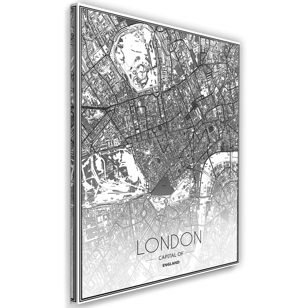 Leinwandbild XXL London Wandbild Kunst Landkarte Stadt Abstrakt Grau 80x120 cm A Leinwandbild 80x120