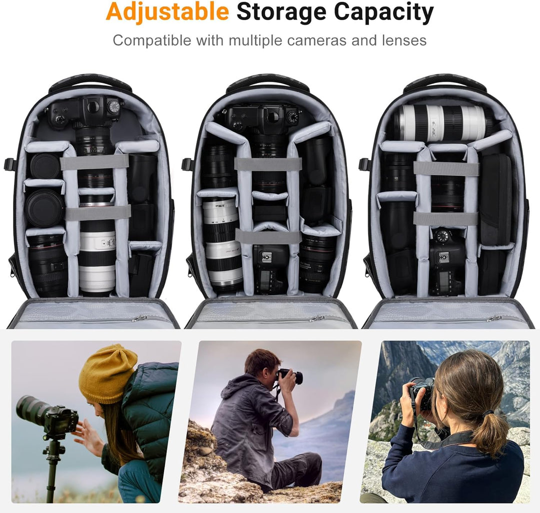 MOSISO Kamerarucksack, DSLR-/SLR-/Spiegellose Kameratasche, mit Fach für 15-16 Zoll Laptops, Stativh