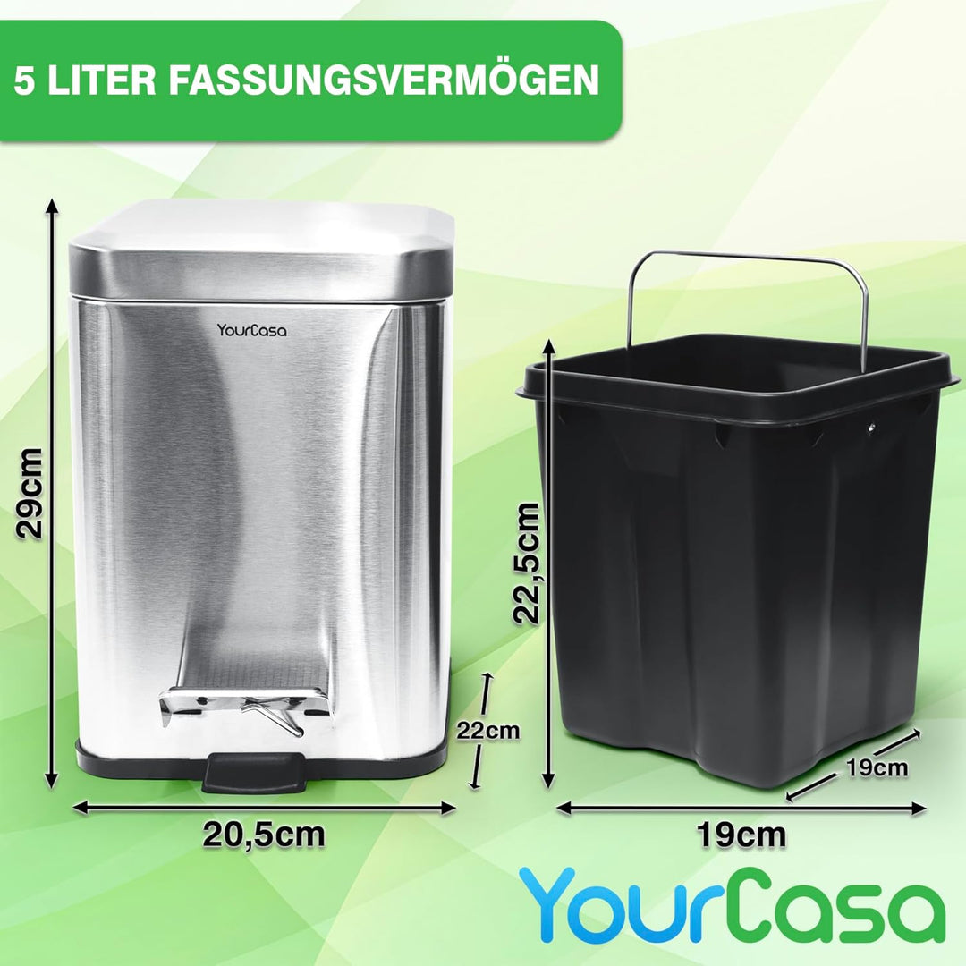 YourCasa® Mülleimer Bad [5L] - Elegantes Design - Badezimmer Mülleimer Klein - Kosmetikeimer - Bad M