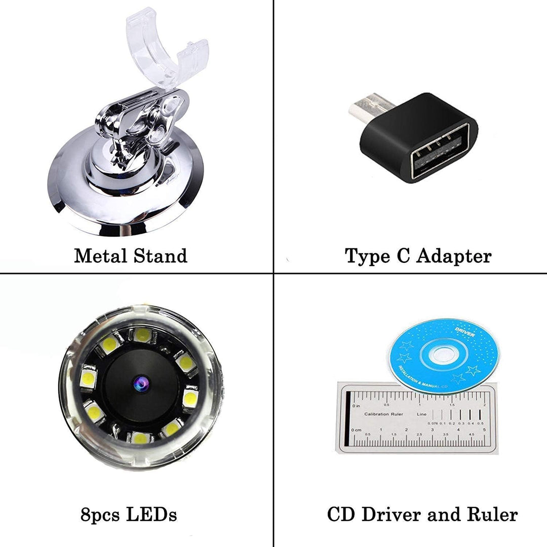 Jiusion 40-1000x Vergrösserung Endoskop, 8 LED USB 2.0 Digital Mikroskop, Mini Kamera mit OTG Adapte