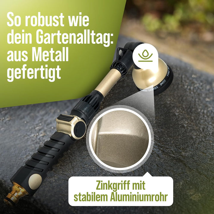 rainfactory Giessstab für Garten [10 Sprühmodi] Wasser-Brausestab, langer Aluminium Comfort-Stab | G