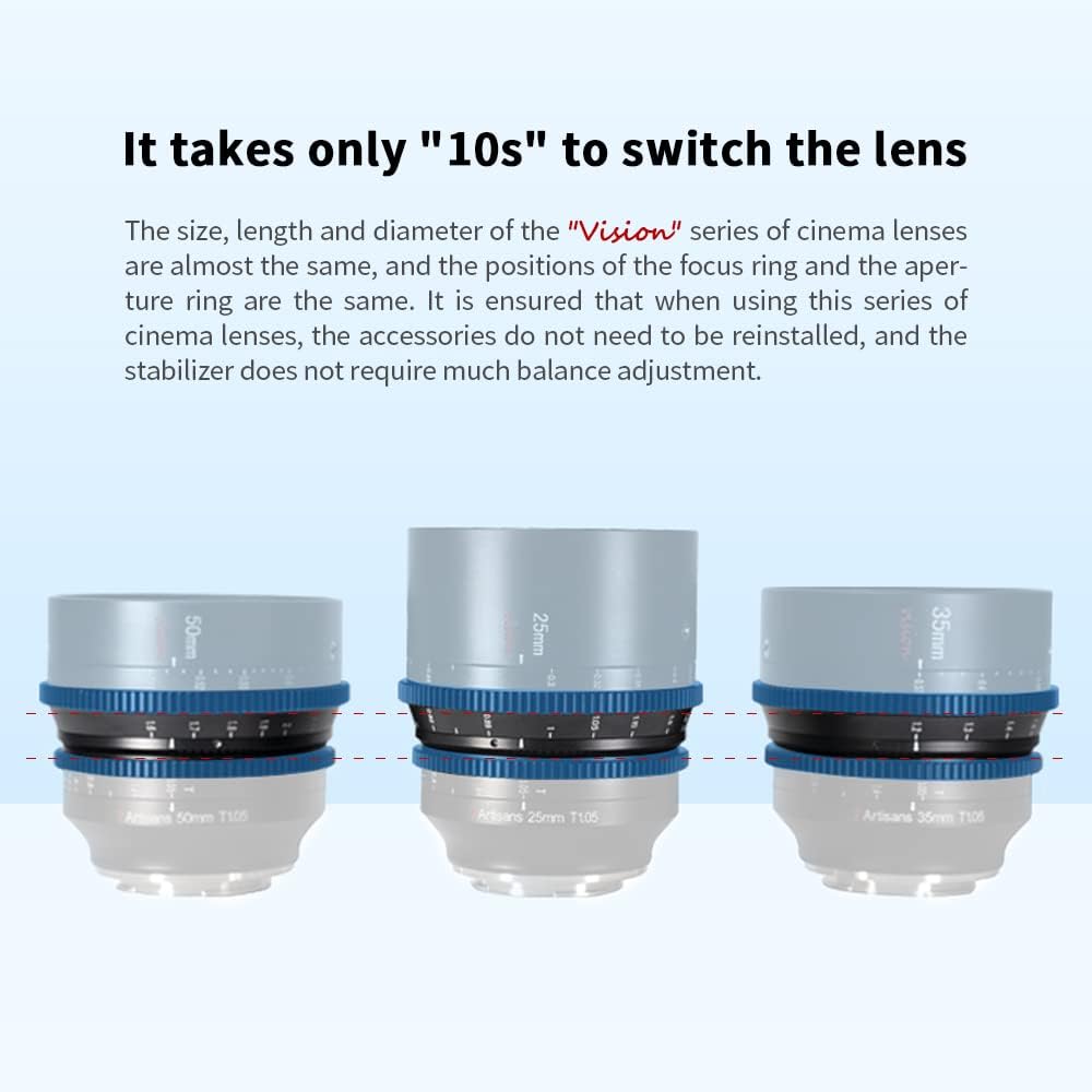 7artisans 50 mm T1.05 Cine Objektiv grosse Blende manueller Fokus Kino-Objektiv (für M43)…, für M43