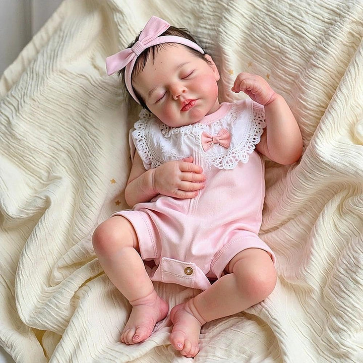 Zero pam Reborn Baby Vollsilikon Lebensecht Mädchen, 50CM Reborn Baby Mädchen, Silikon Puppe Mit Haa