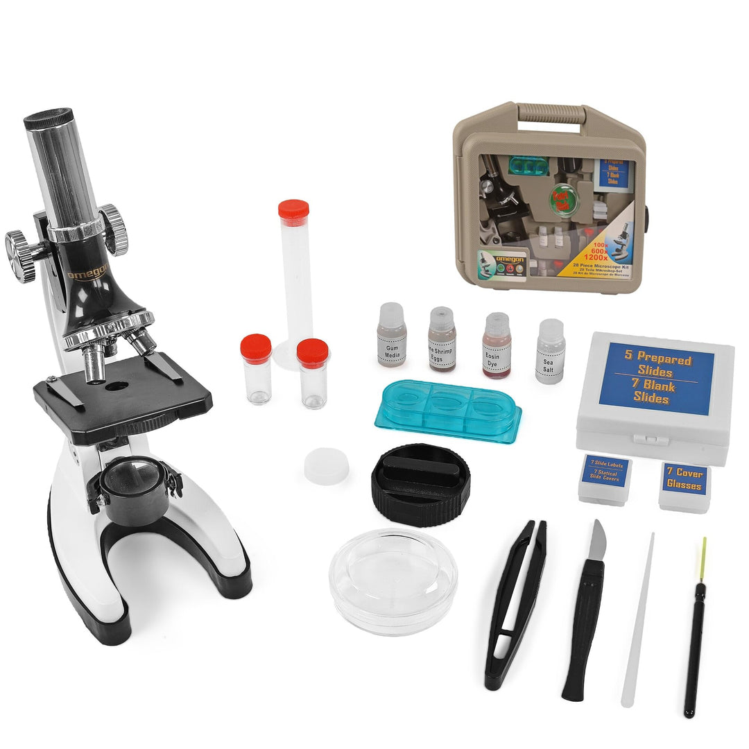 Omegon MonoView, Mikroskopier-Set, 1200x | Hochauflösendes Mikroskop für präzise Untersuchungen | In