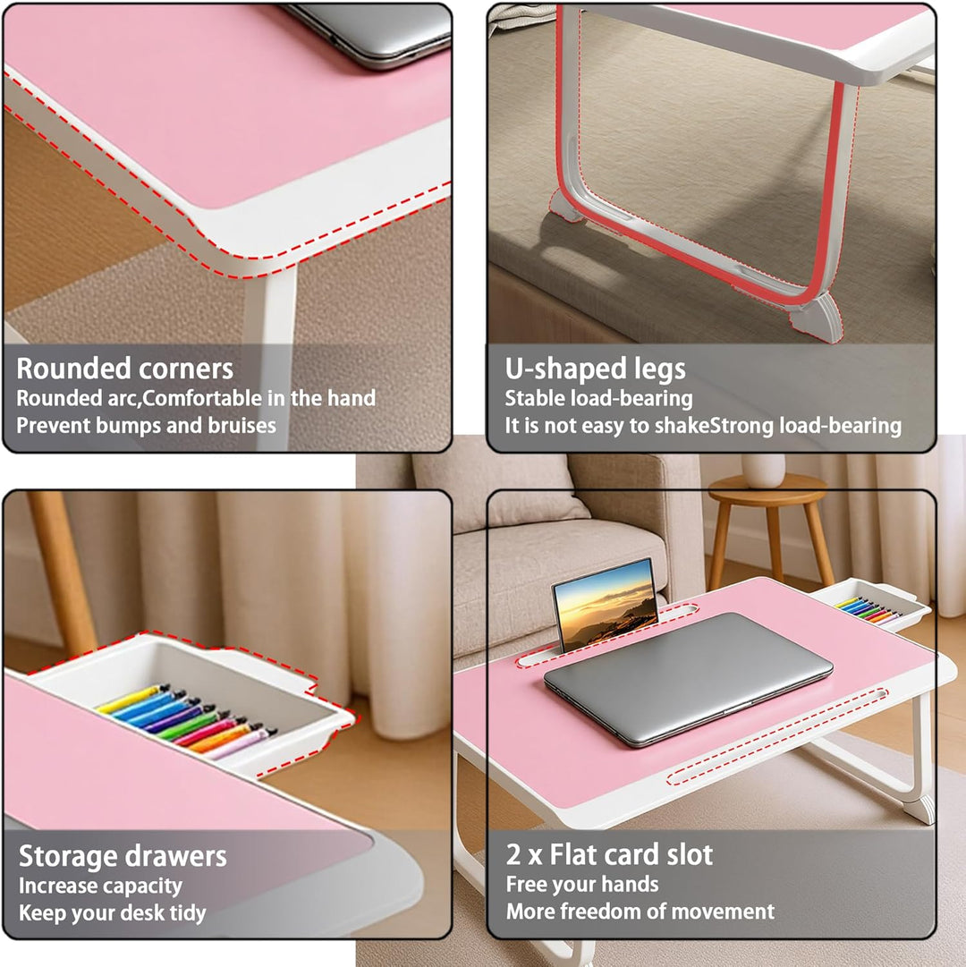 Laptop Bett Tisch - Schreibtisch, Nachttisch mit Schublade, für Laptop, Lesen, Schreiben, Essen und