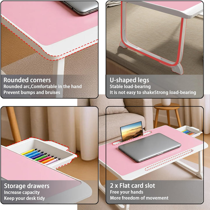 Laptop Bett Tisch - Schreibtisch, Nachttisch mit Schublade, für Laptop, Lesen, Schreiben, Essen und