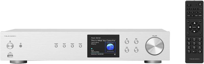 VR-Radio Receiver: Digitaler WLAN-HiFi-Tuner, Internetradio, DAB+, Bluetooth, Silber (HiFi Receiver,