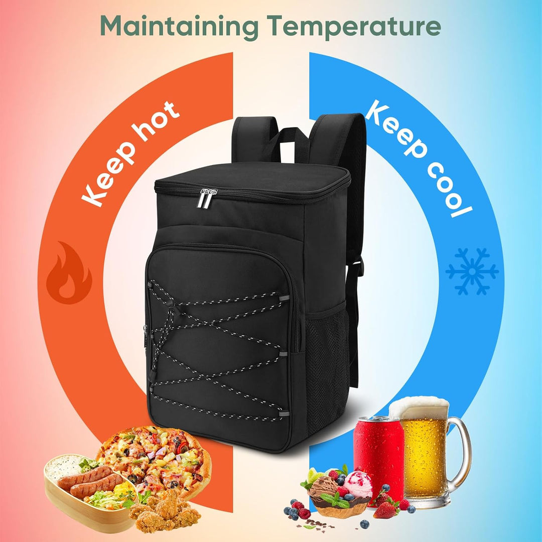 Isolierter Rucksack aus Oxford-Stoff, Kühlrucksack aus Oxford-Stoff mit Seitentaschen für Camping, S