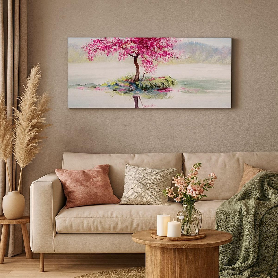 Wandbilder Dekoration Wohnzimmer Baum Abstraktion Panorama Bilder auf Leinwand 120x50cm Leinwandbild