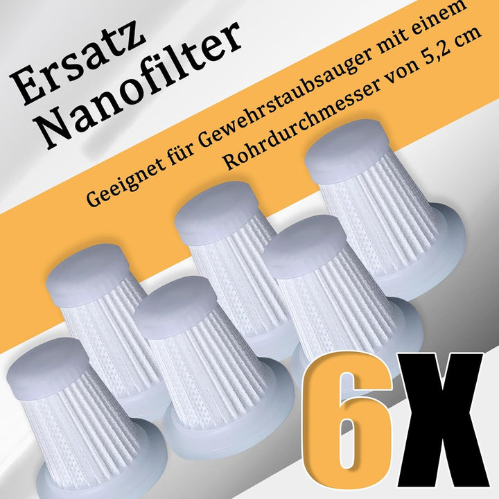 6 Stück Ersatzfilter für Handstaubsauger, Dieser HEPA-Filter Passt zu Den Meisten Staubbehälter mit