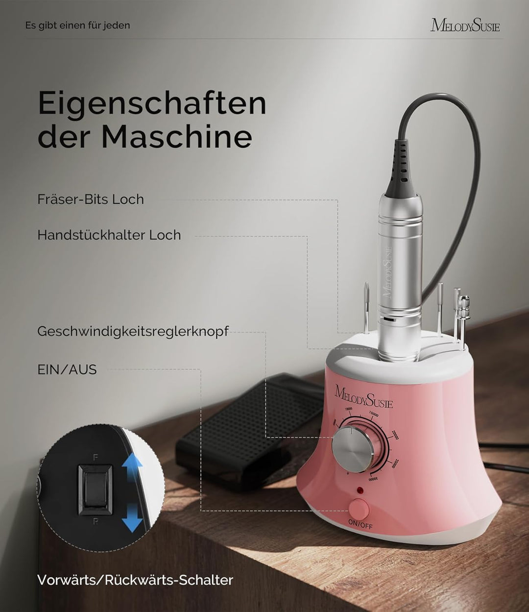 MelodySusie Elektrische Nagelfräser 30000 U/Min Professionelle Elektrische Nagelfeile Maniküre Pedik