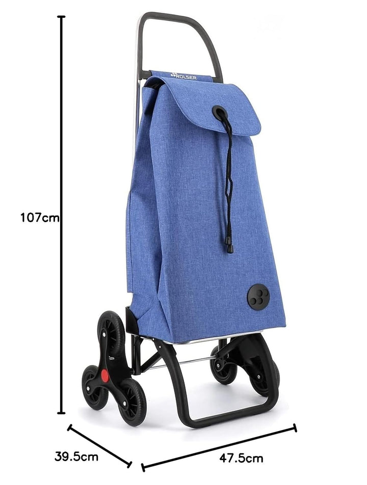 Einkaufstrolley Rolser I-Max Tweed 6 Räder Treppensteiger - Blau 6 Räder Blau, 6 Räder Blau