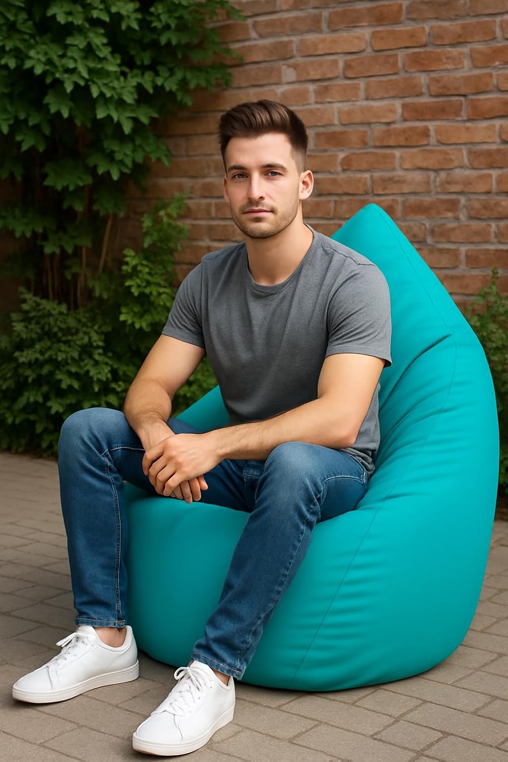 PATCH HOME Patchhome Sitzsack Tropfenform mit Reissverschluss Nachfüllbar - für In &amp; Outdoor - mit S
