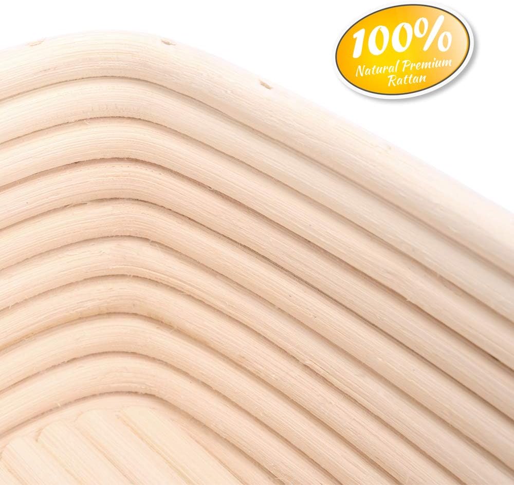 2 Pack 25cm Gärkörbchen Banneton Brotform Korb,Handgewebter Natürlicher Rattan Gärkorb mit Leinen Li