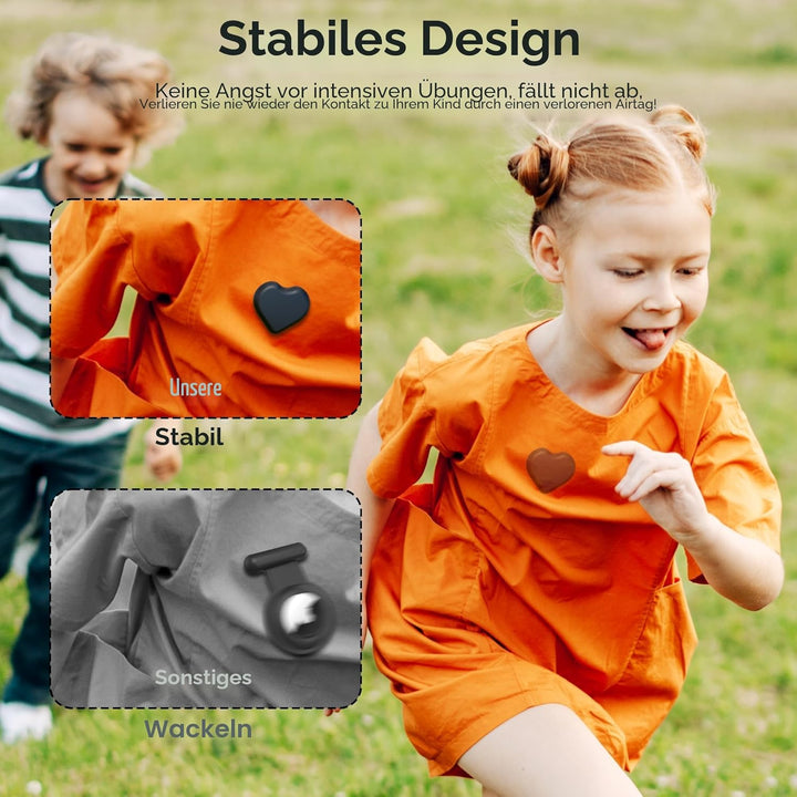 DDJ AirTag Kinder-Schutzhülle, 4er-Pack für Apple AirTag Tracker-Halter mit unsichtbarem Pin, Anti-V