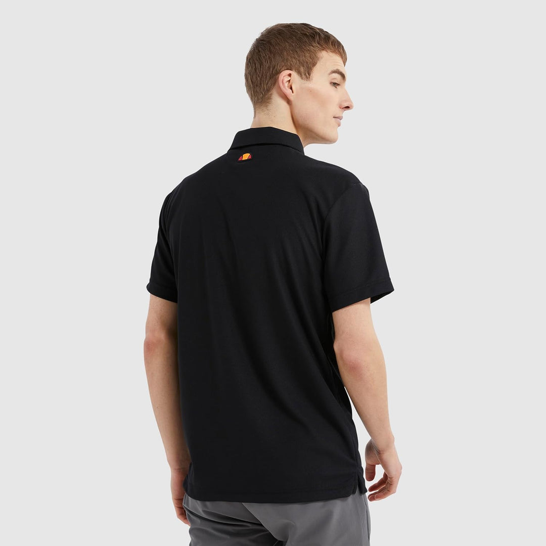 Ellesse Herren Bertola Anti-Odour-Feuchtigkeitsdocht 3-Knopf-Golf Polo-Hemd L Schwarz, L Schwarz