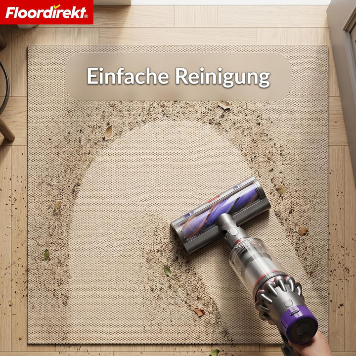 Floordirekt Schmutzfangmatte Beige 80x750cm Hong Kong Pro – rutschfeste Sauberlaufmatte mit TPE-Rück