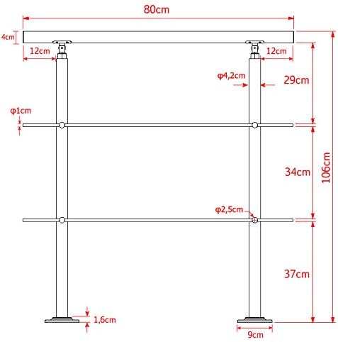 Aufun Treppengeländer Edelstahl Handlauf Geländer für Treppen, Innen und Aussen, Balkon, Brüstung, S