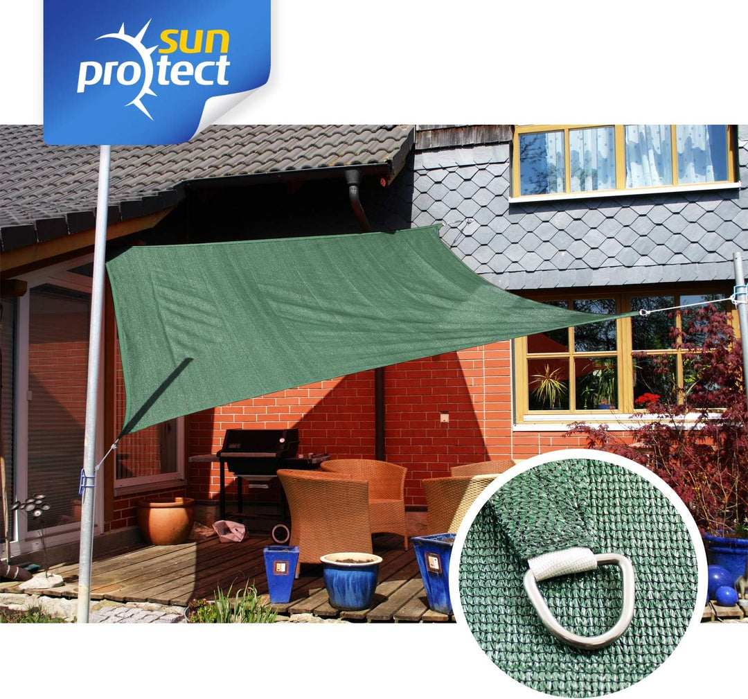 sunprotect 83210 Professional Sonnensegel, 3 x 3 m, Quadrat, Wind- & wasserdurchlässig, grün 3 x 3 m