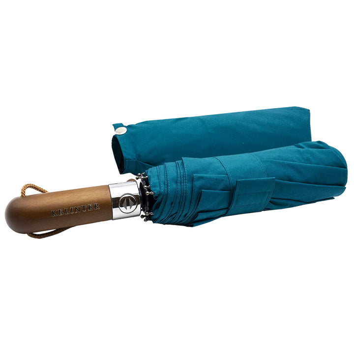 Regenschirm mit Holzgriff, Winddicht, zusammenklappbar, mit automatischem Öffnen und Schliessen, Tef