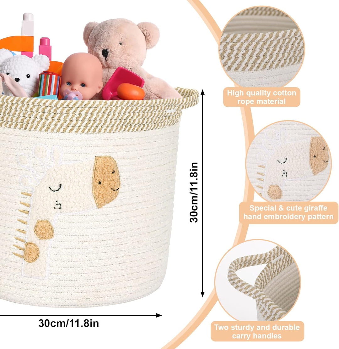 Aufbewahrungskorb Kinder aus Baumwolle, Kinderzimmer Aufbewahrung Körbe mit Griff für Spielzeug und