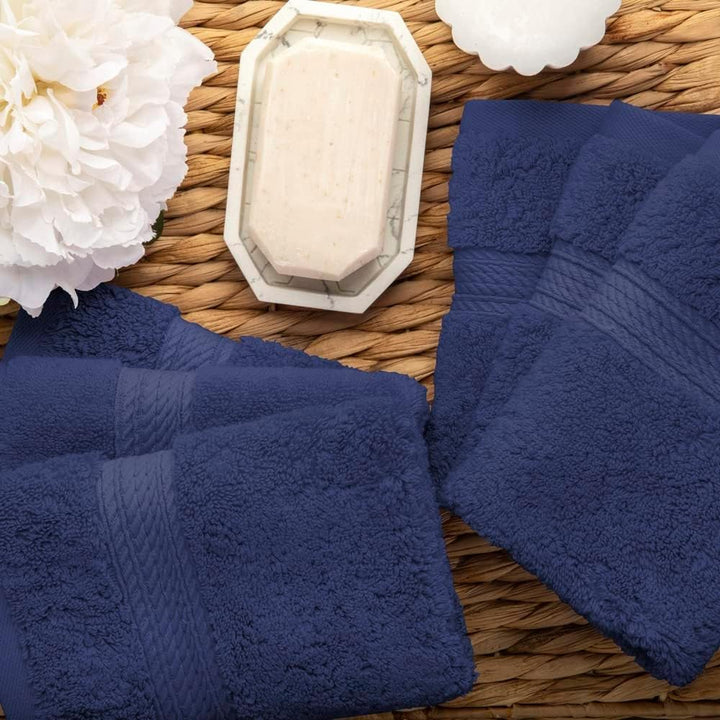 Superior Handtuch-Set aus massiver ägyptischer Baumwolle, 6-teilig Face Towel 6-Pack Marineblau, Fac
