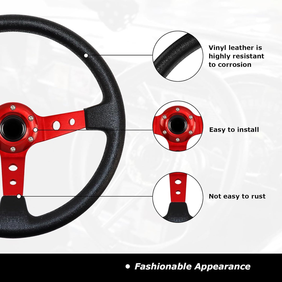 Acclcors Universal Rennlenkrad,Drifting Lenkrad, Gaming Lenkrad 13.6" 6 Schrauben Grip Vinyl Leder D