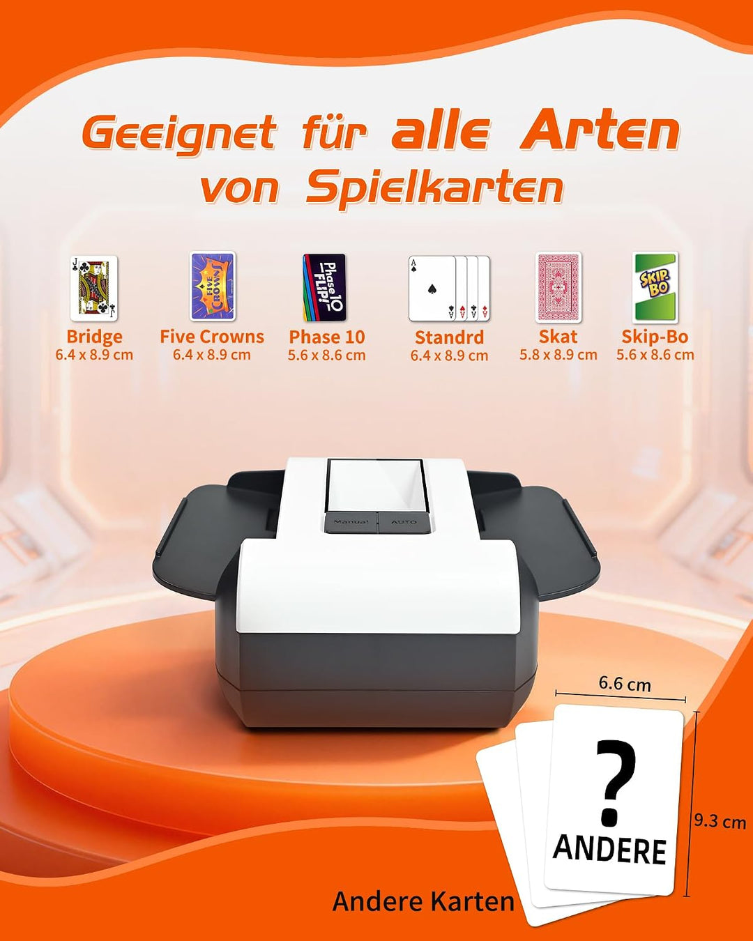 Automatischer Kartenmischer – Leise &amp; Mit 2000 mAh Akku – Mischt 2 Kartensätze – Kompatibel mit Poke
