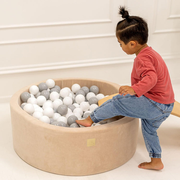 MEOWBABY Soft Foam Rundes 90 x 30 cm Bällebad mit 200 Stück Bällen für Babys & Kleinkinder - Baby-La