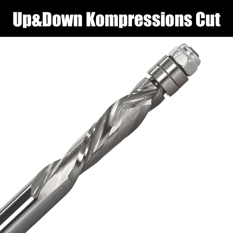 AKYLIN Spiral Bündigfräser 8mm Schaft，Up&Down Kompressions Cut Spiralfräser für Oberfräse，8 mm Schni